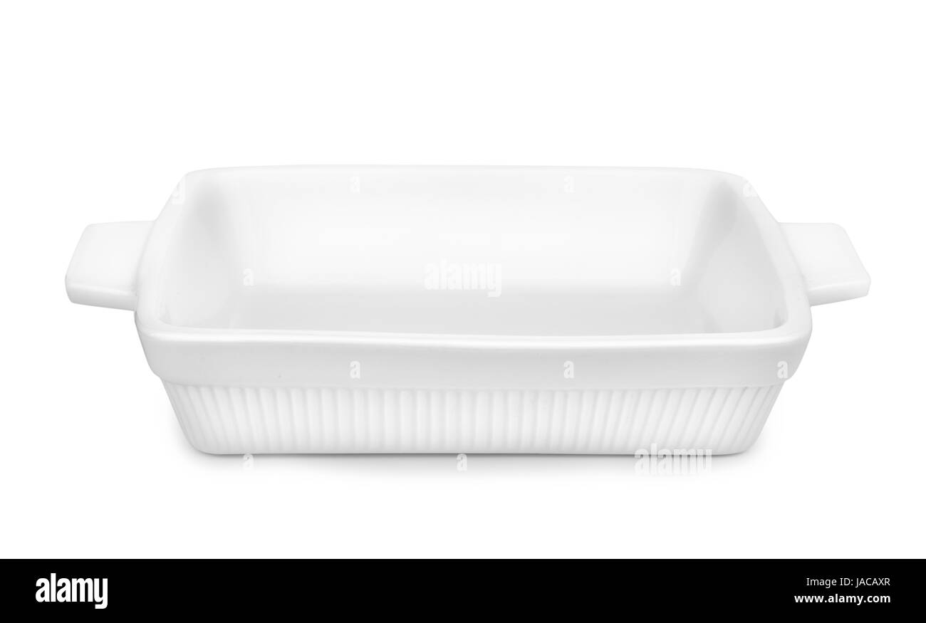 Empty ceramic baking tray isolated on white Stock Photo