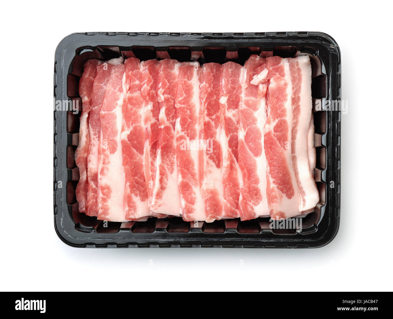 Download Top View Of Plastic Disposable Tray With Raw Sliced Bacon Isolated On Stock Photo Alamy PSD Mockup Templates