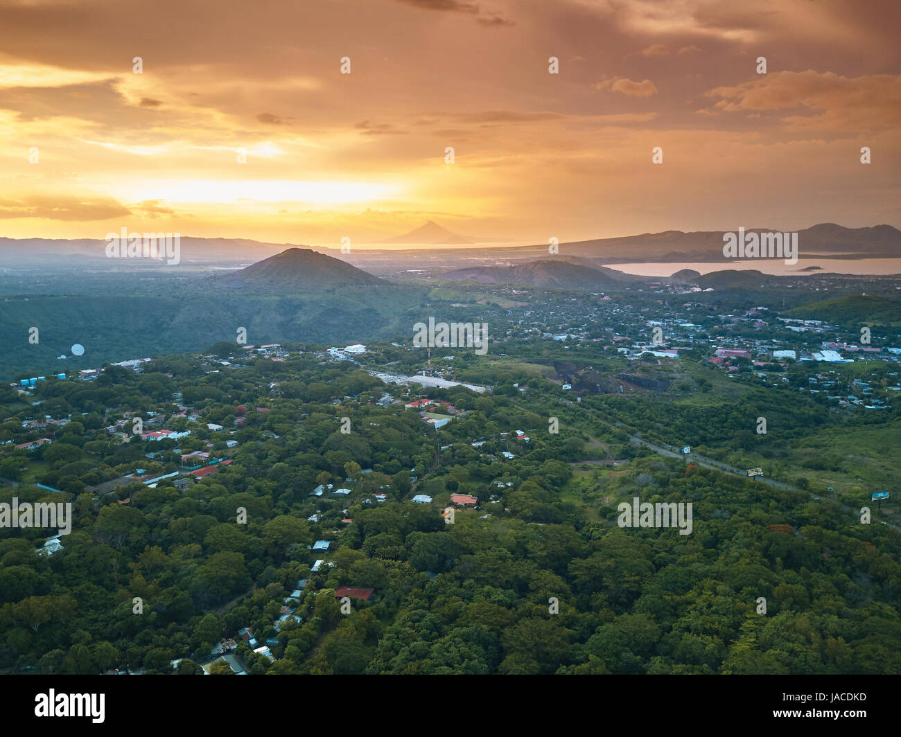 Green ecoloical city Managua in Cental America Nicaragua aerial view Stock Photo