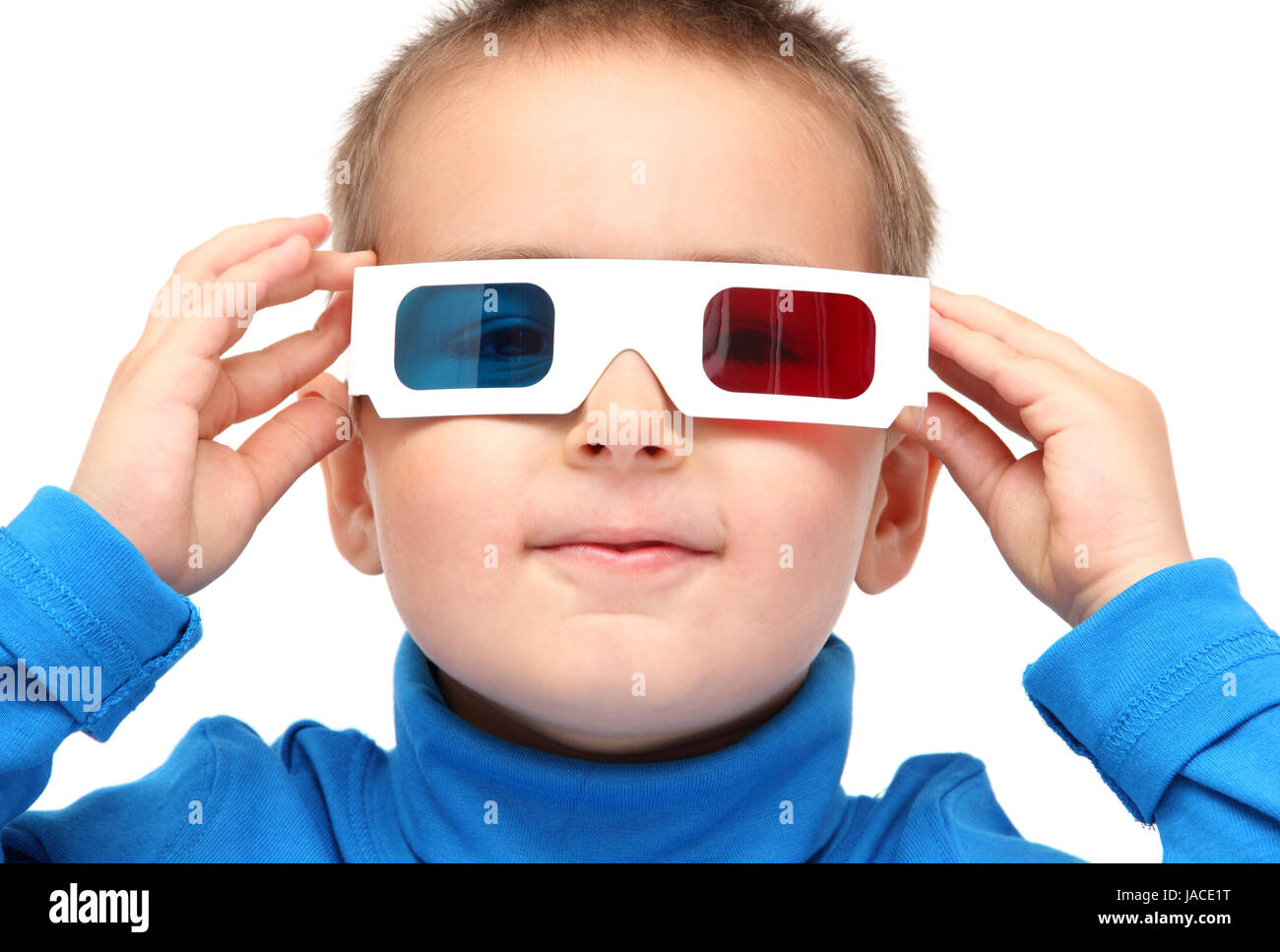 boy wearing 3d glasses Stock Photo Alamy