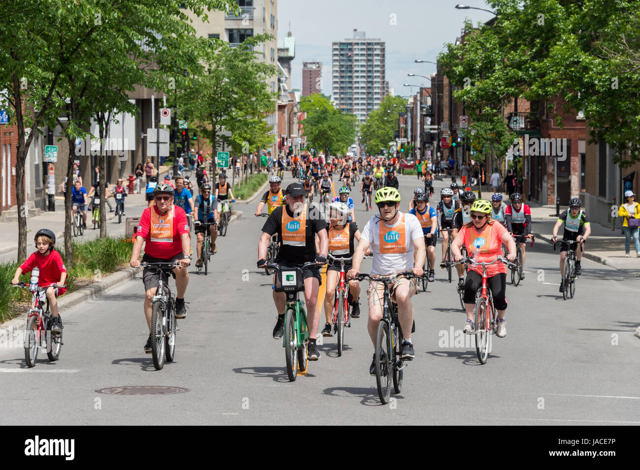 Montreal, Canada - 4 June 2017: Many cyclists take part in Montreal 'Tour de L'île' 2017 Stock Photo
