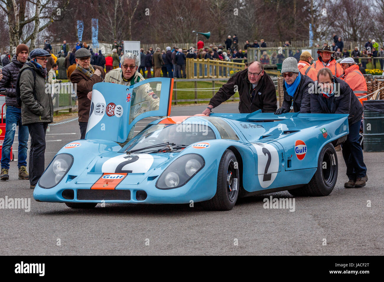 1970 Porsche 917K Group 5 endurance racer in the paddock at the Goodwood GRRC 74th Members Meeting, Sussex, UK. Stock Photo