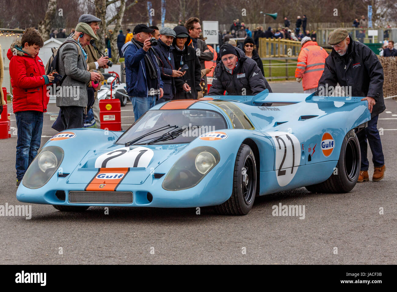 1970 Porsche 917K Group 5 car in the paddock at the Goodwood GRRC 74th Members Meeting, Sussex, UK. Stock Photo