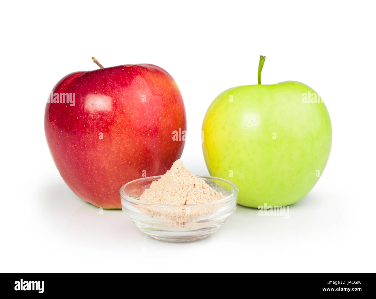 Apple and pectin powder. White isolated studio shot Stock Photo - Alamy