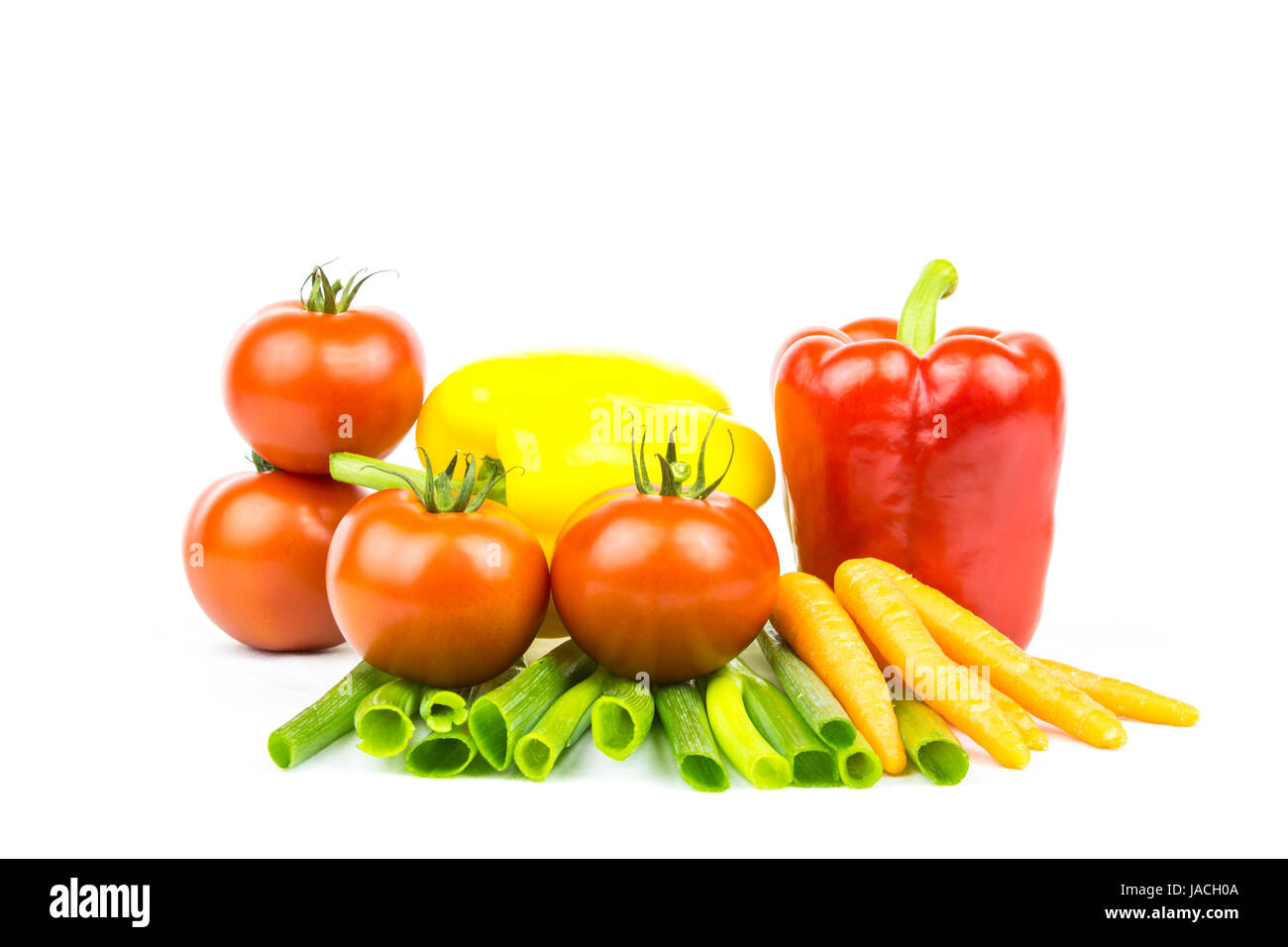 Verschiedene Gemüsesorten als Stilleben vor weissem Hintergrund Stock Photo