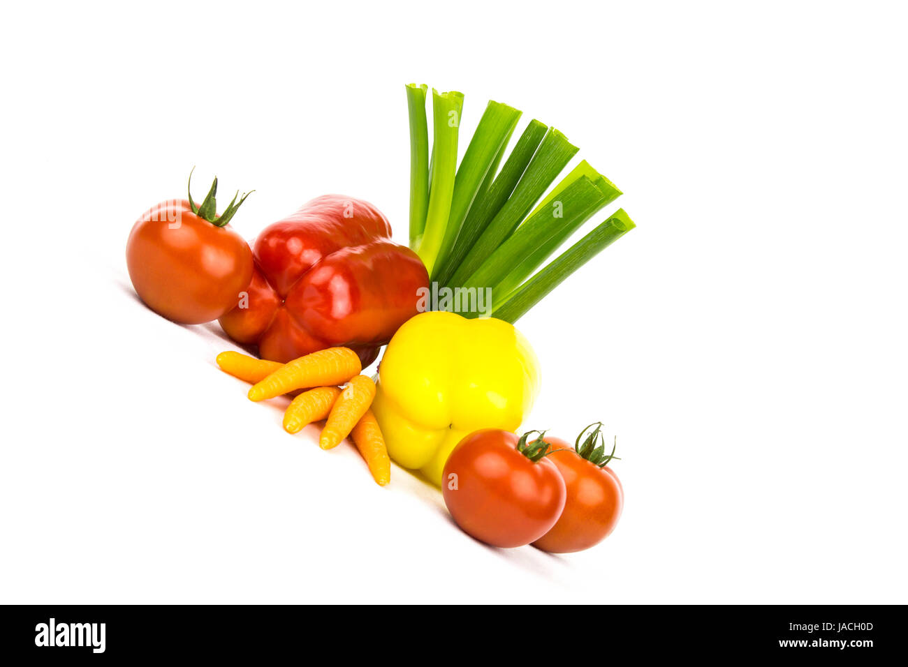 Verschiedene Gemüsesorten als Stilleben vor weissem Hintergrund Stock Photo