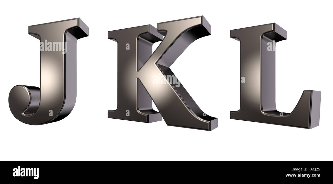 metallbuchstaben j, k und l - 3d illustration Stock Photo