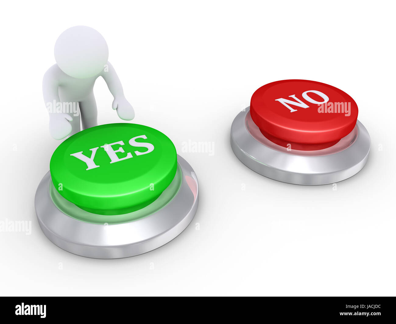 3d person is about to press the Yes button rather than the No button Stock Photo