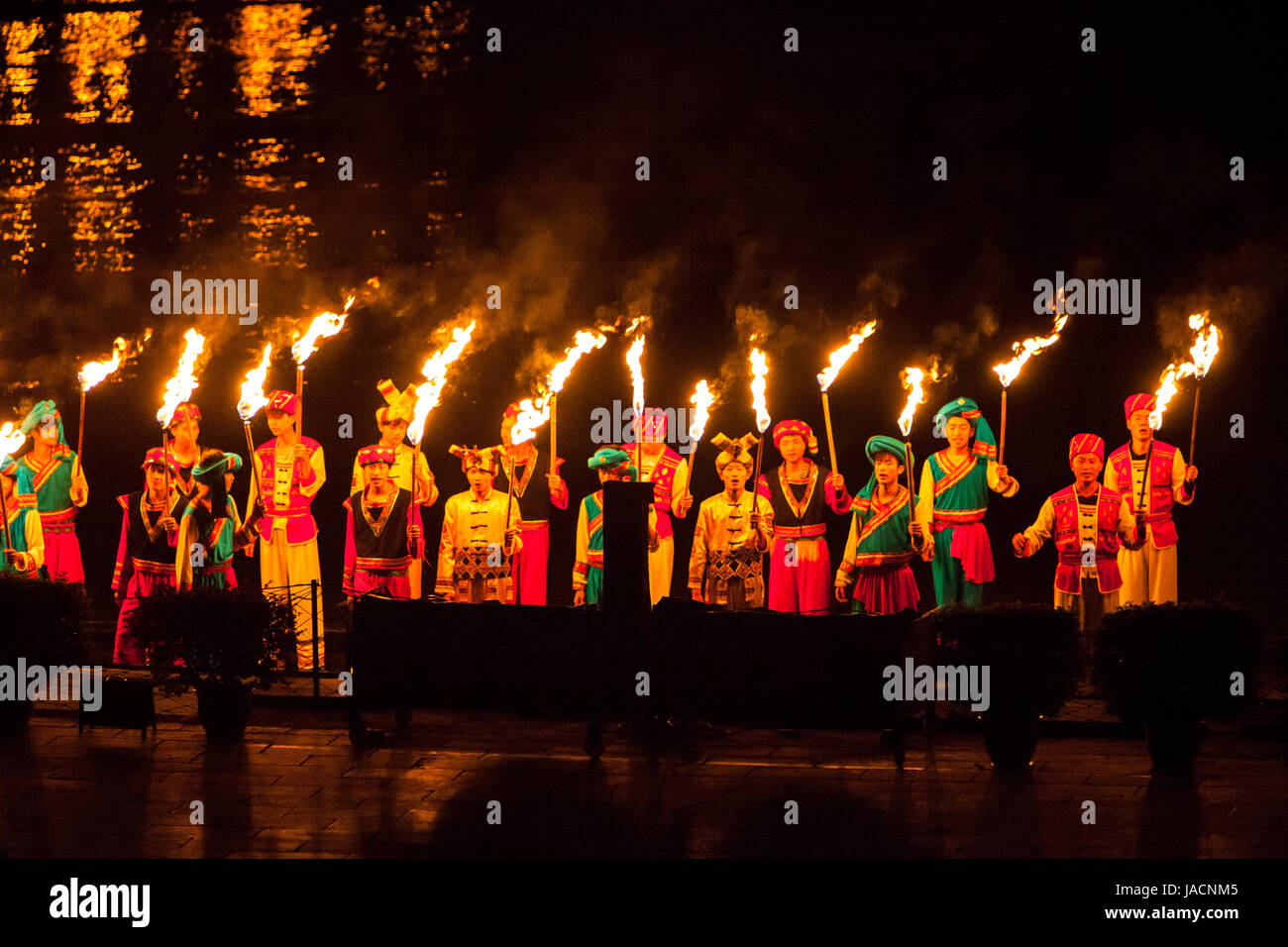 Yangshuo, China.  Impressions Liu Sanjie Theatrical Performance. Stock Photo