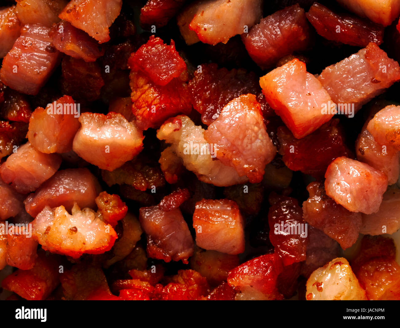 close up of bacon bits food background Stock Photo