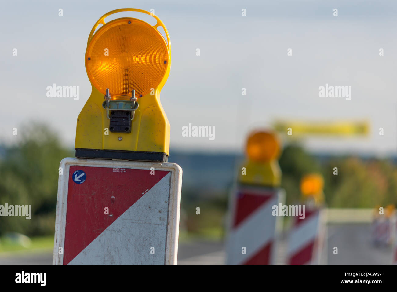 Detailaufname einer Absperrbake Stock Photo