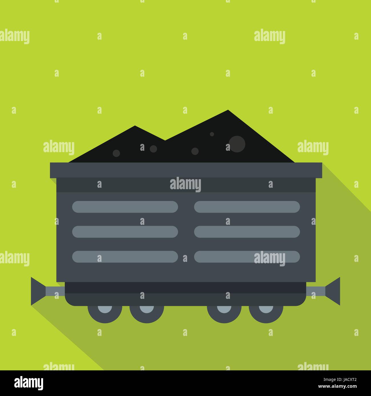Train waggon with coal icon. Flat illustration of train waggon with ...