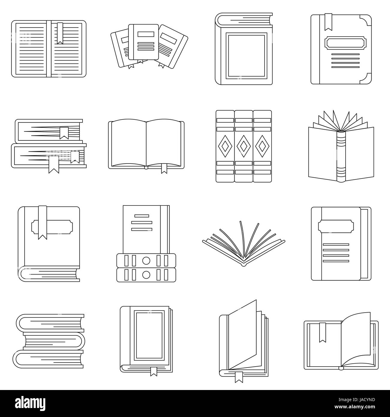 Books icons set. Outline illustration of 16 rockets vector icons for web  Stock Vector Image & Art - Alamy