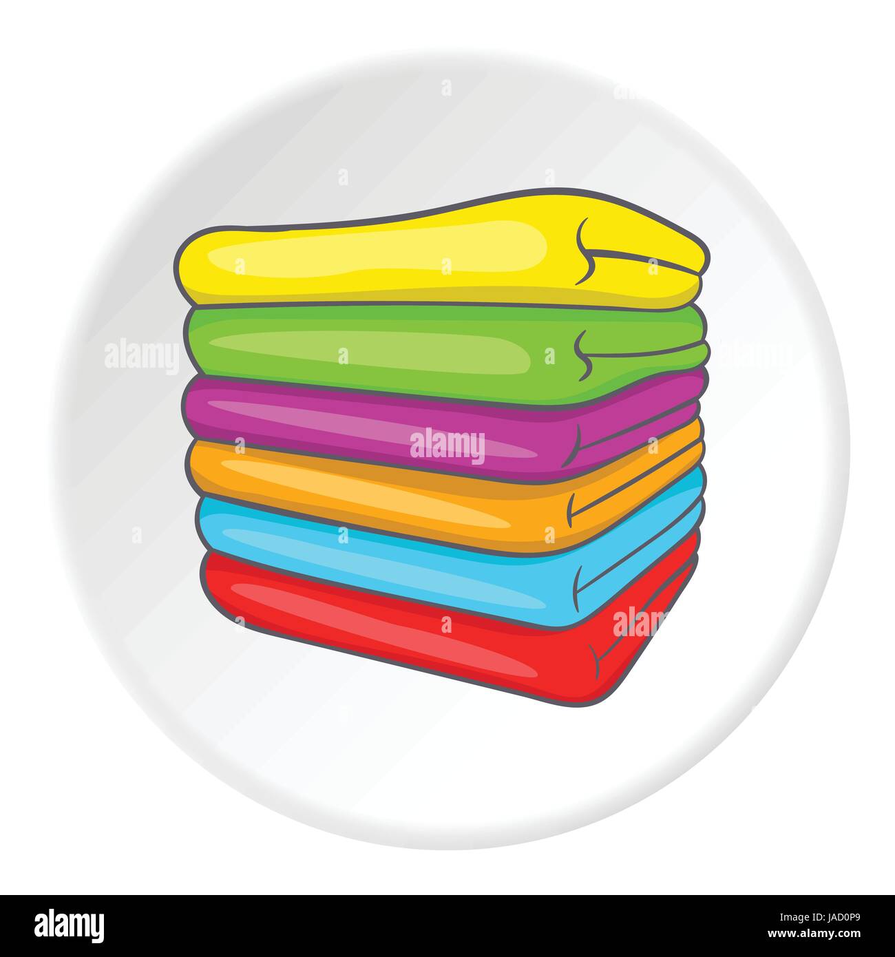 A stack of colored towels icon. Cartoon illustration of a stack of