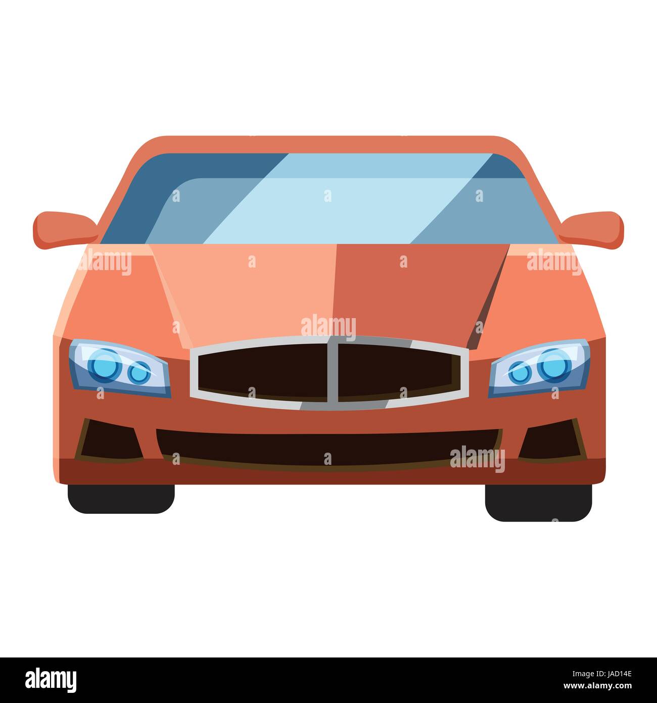 Red car, front view icon. Isometric 3d illustration of red car vector ...