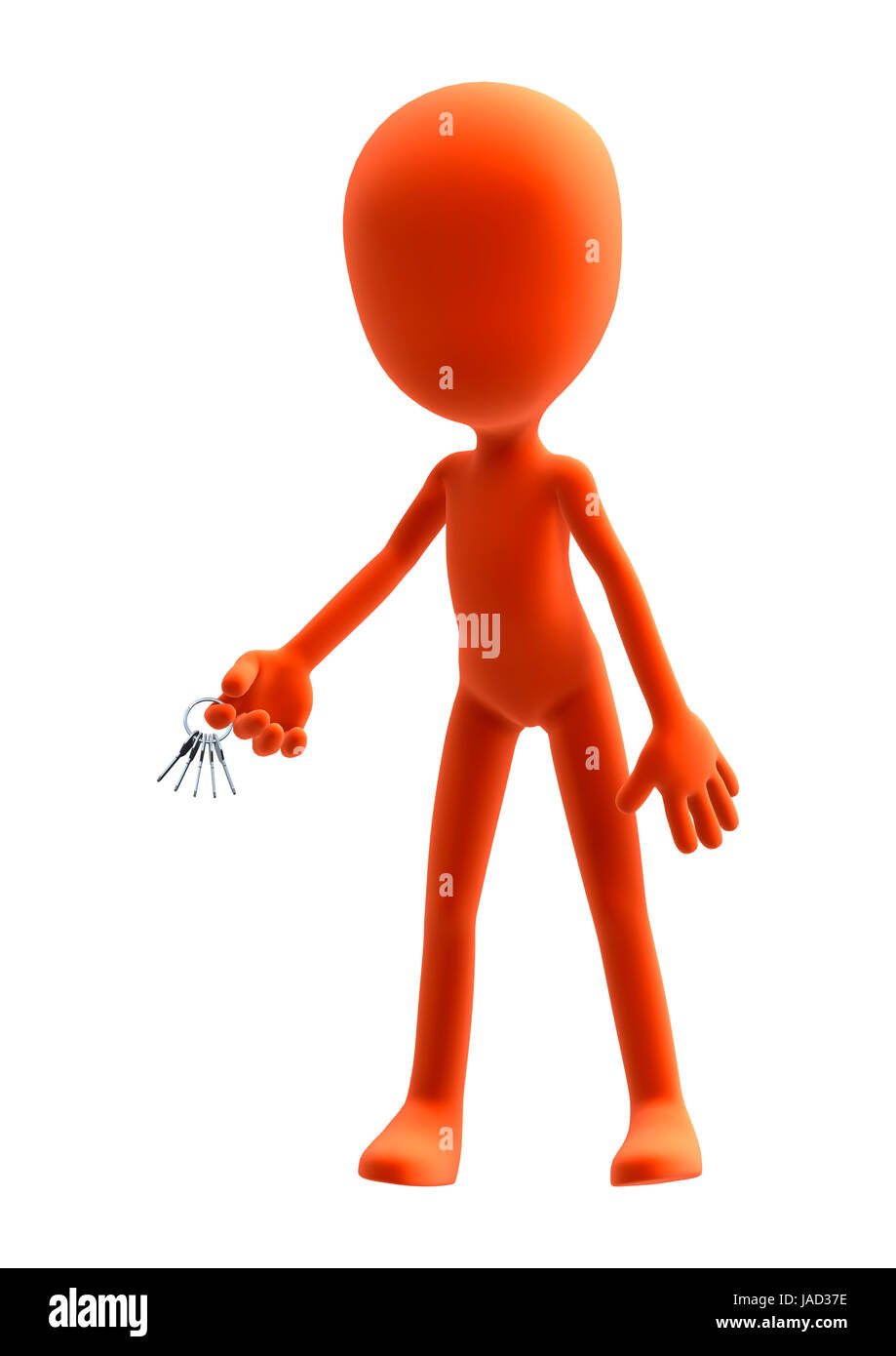 3D digital render of a cute little boy holding a bunch of keys isolated ...