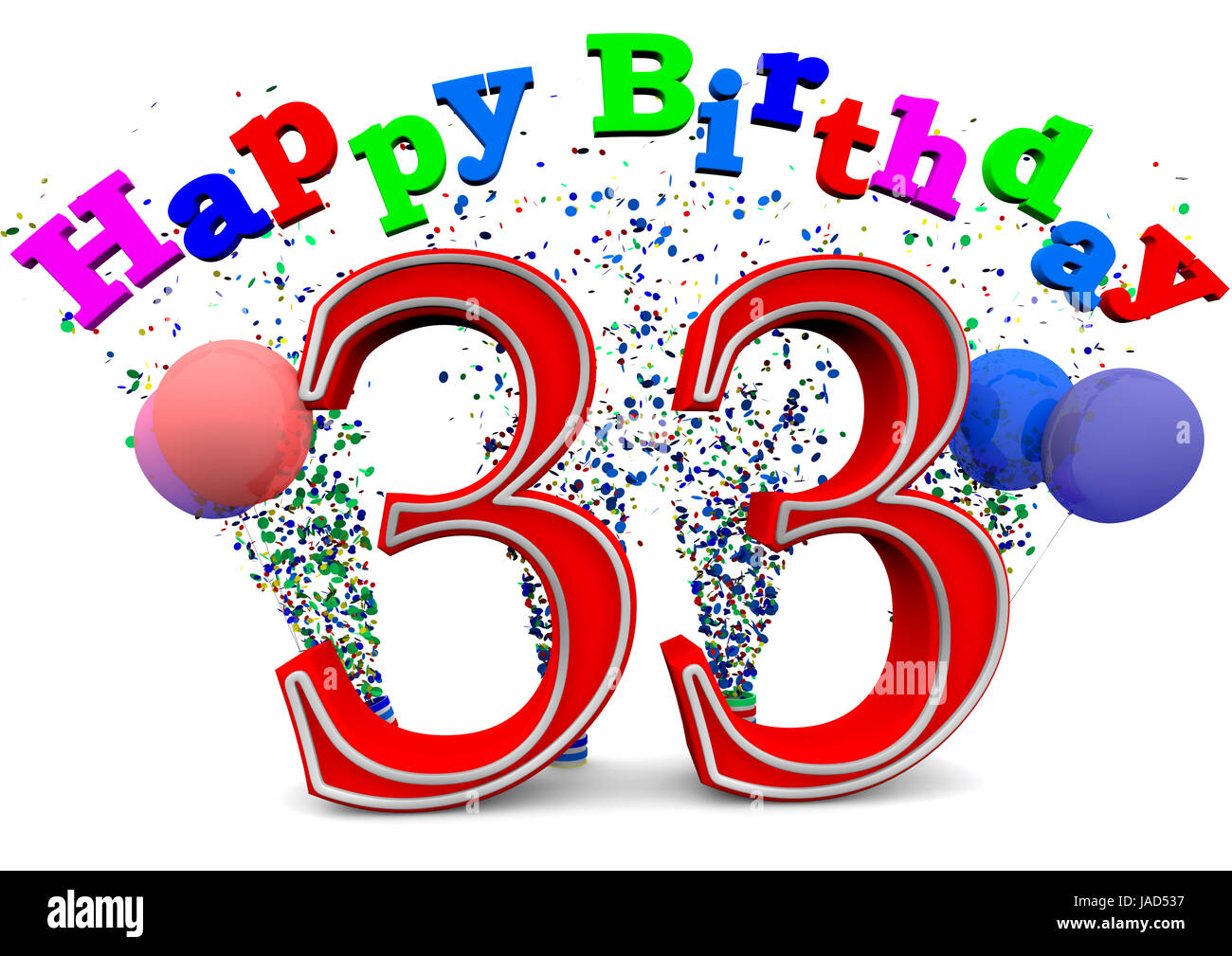 a 33 with happy birthday and balloons Stock Photo - Alamy