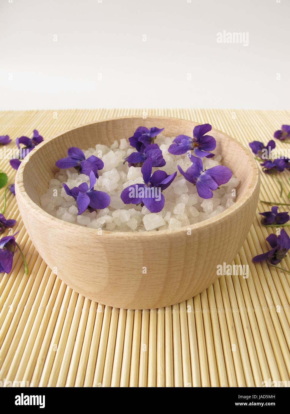 bath salts with violets Stock Photo