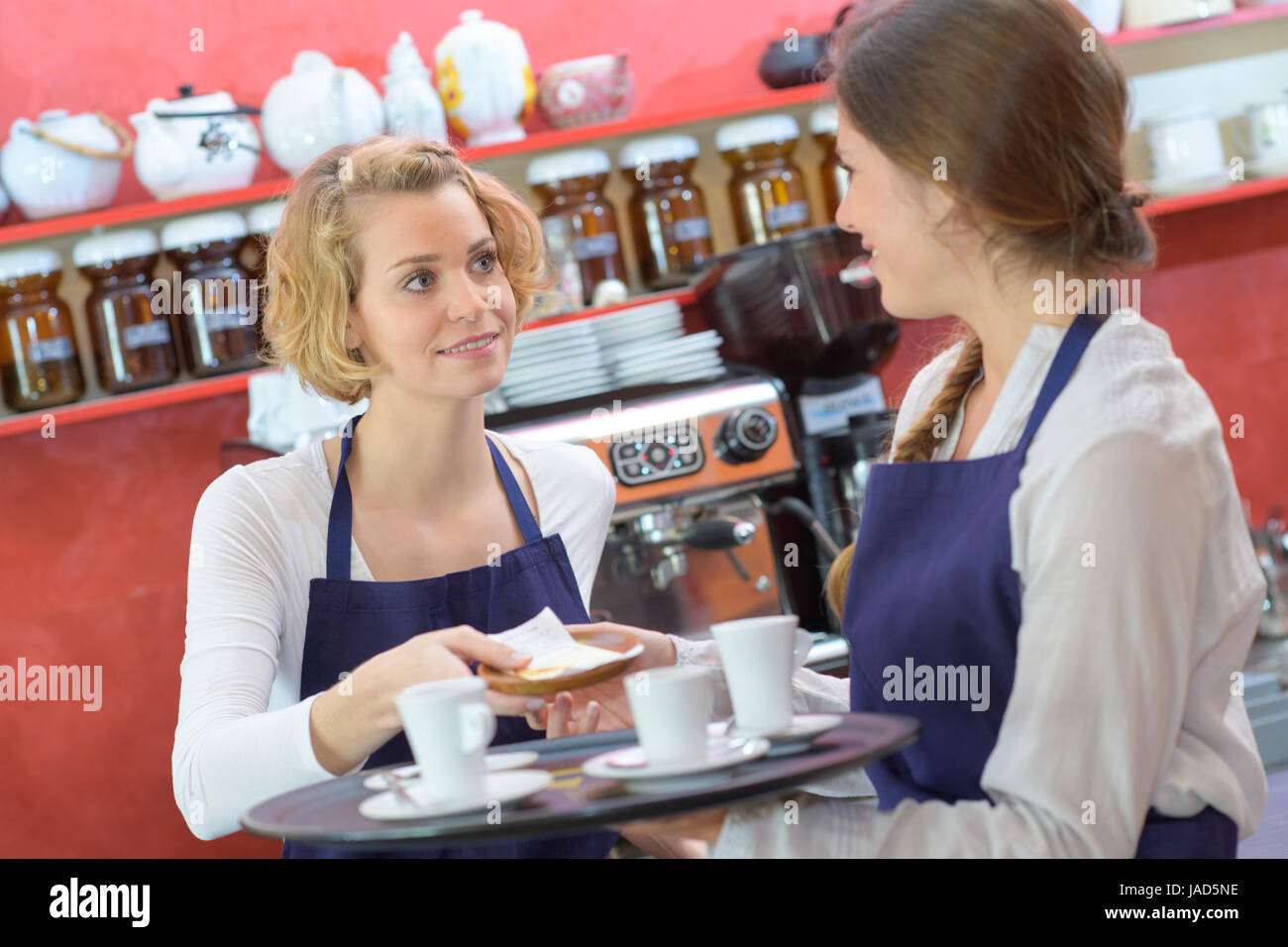 coffee shop baristas working Stock Photo Alamy