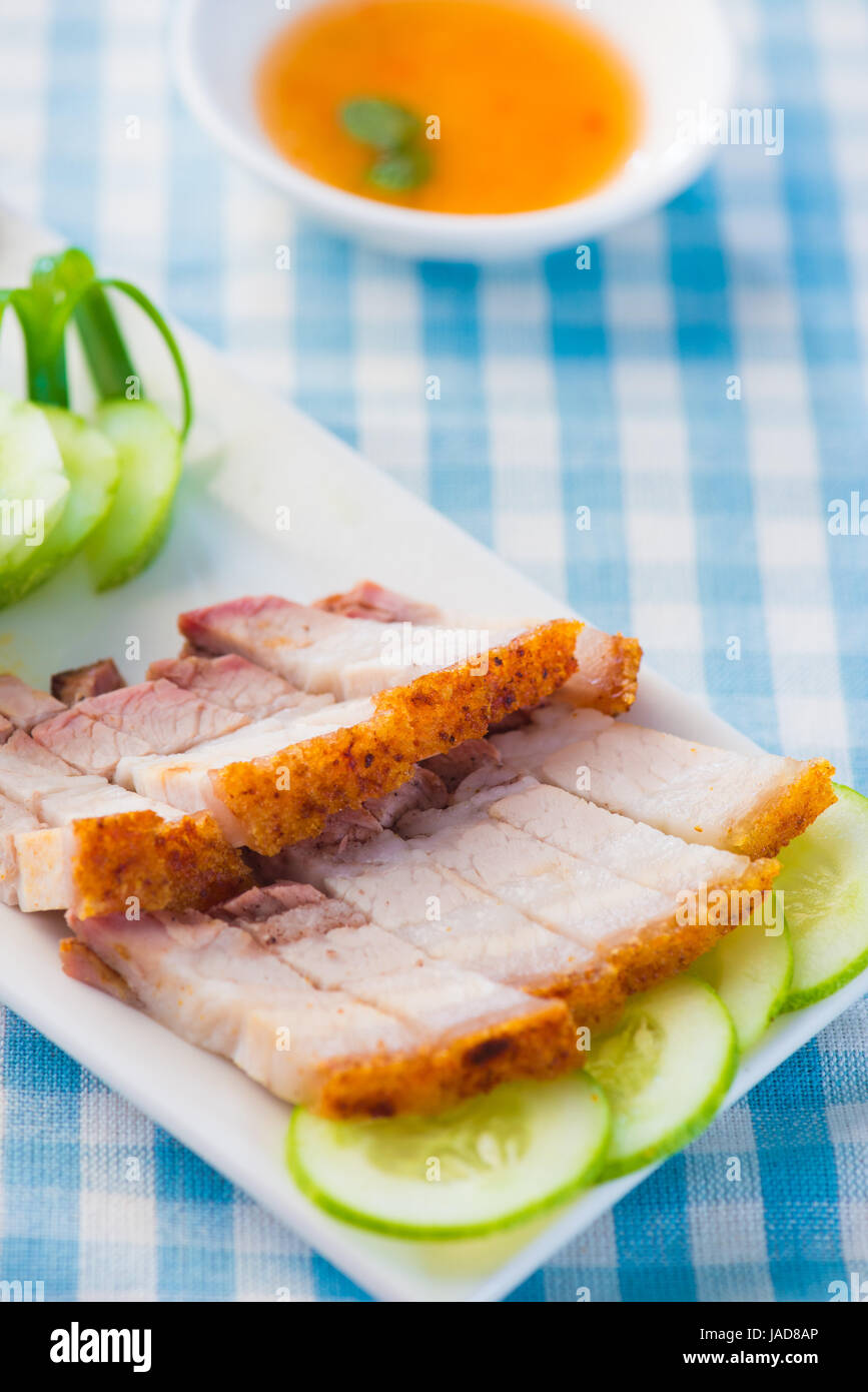 chinese roast pork belly with chilli sauce Stock Photo Alamy