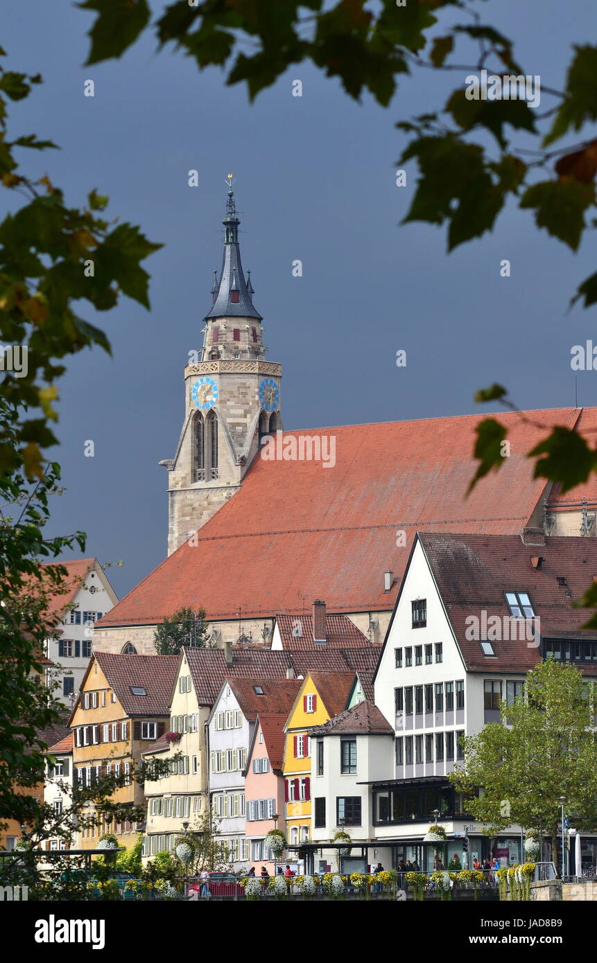 tübingen collegiate church in shower weather Stock Photo Alamy