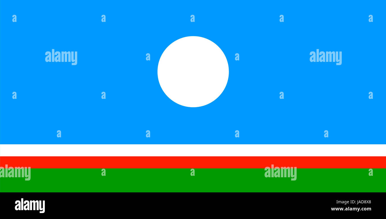 Sakha Republic Flag Or Yakutia Region Computer Generated Stock Photo