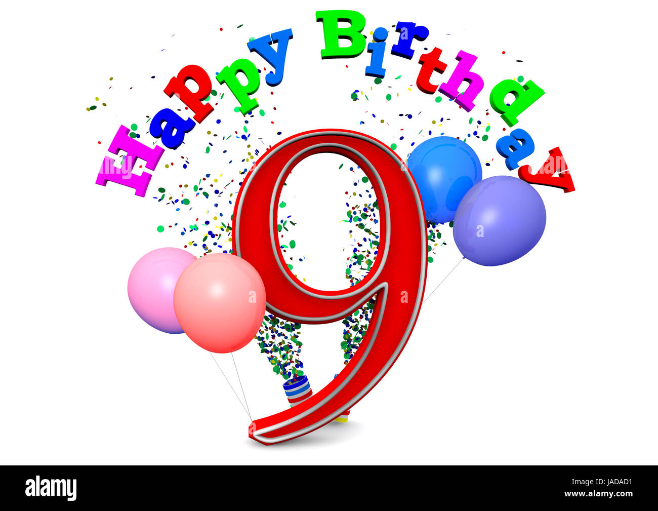 a 9 with happy birthday and balloons Stock Photo Alamy