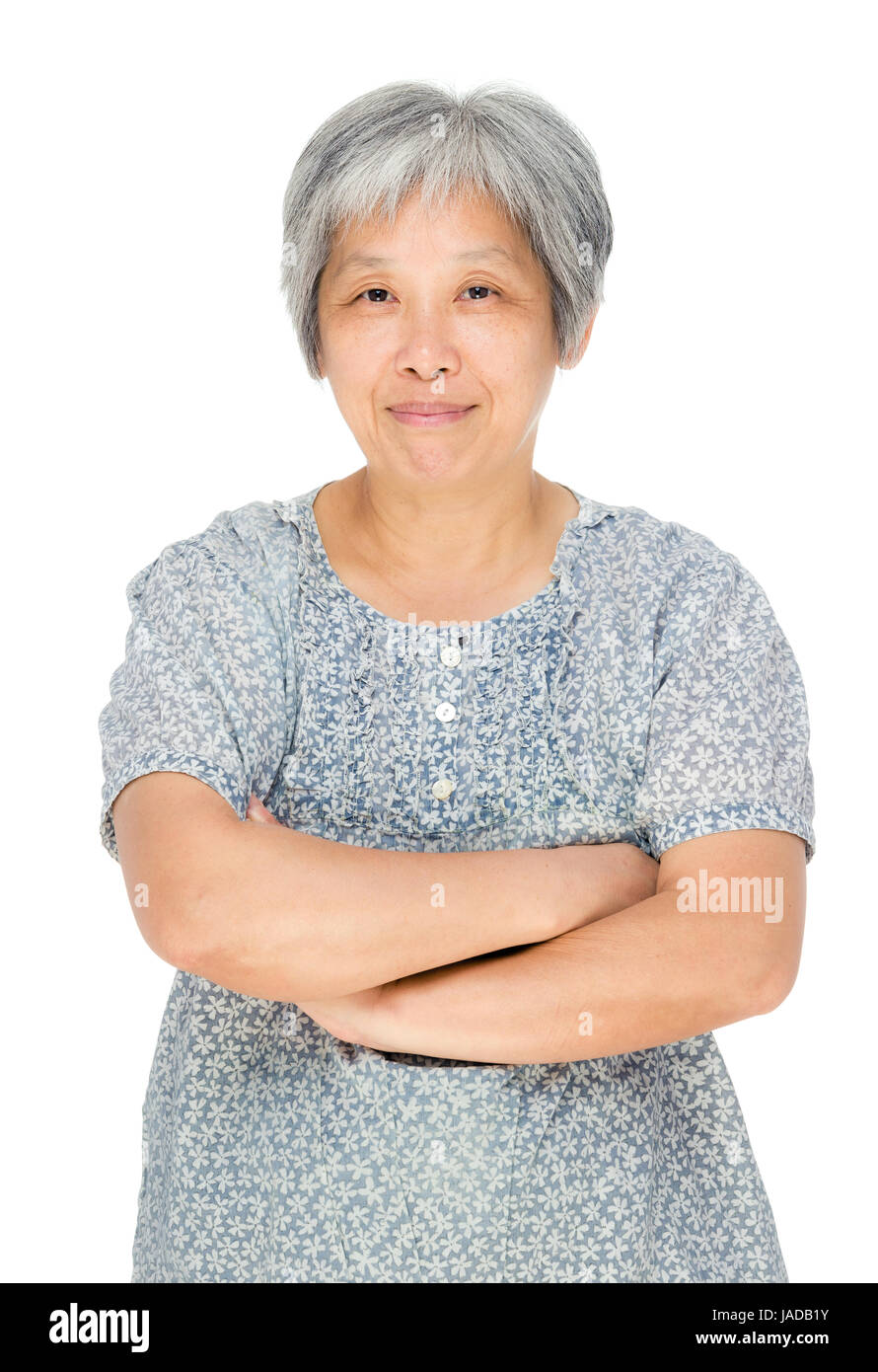 Asian old woman isolated on white Stock Photo - Alamy