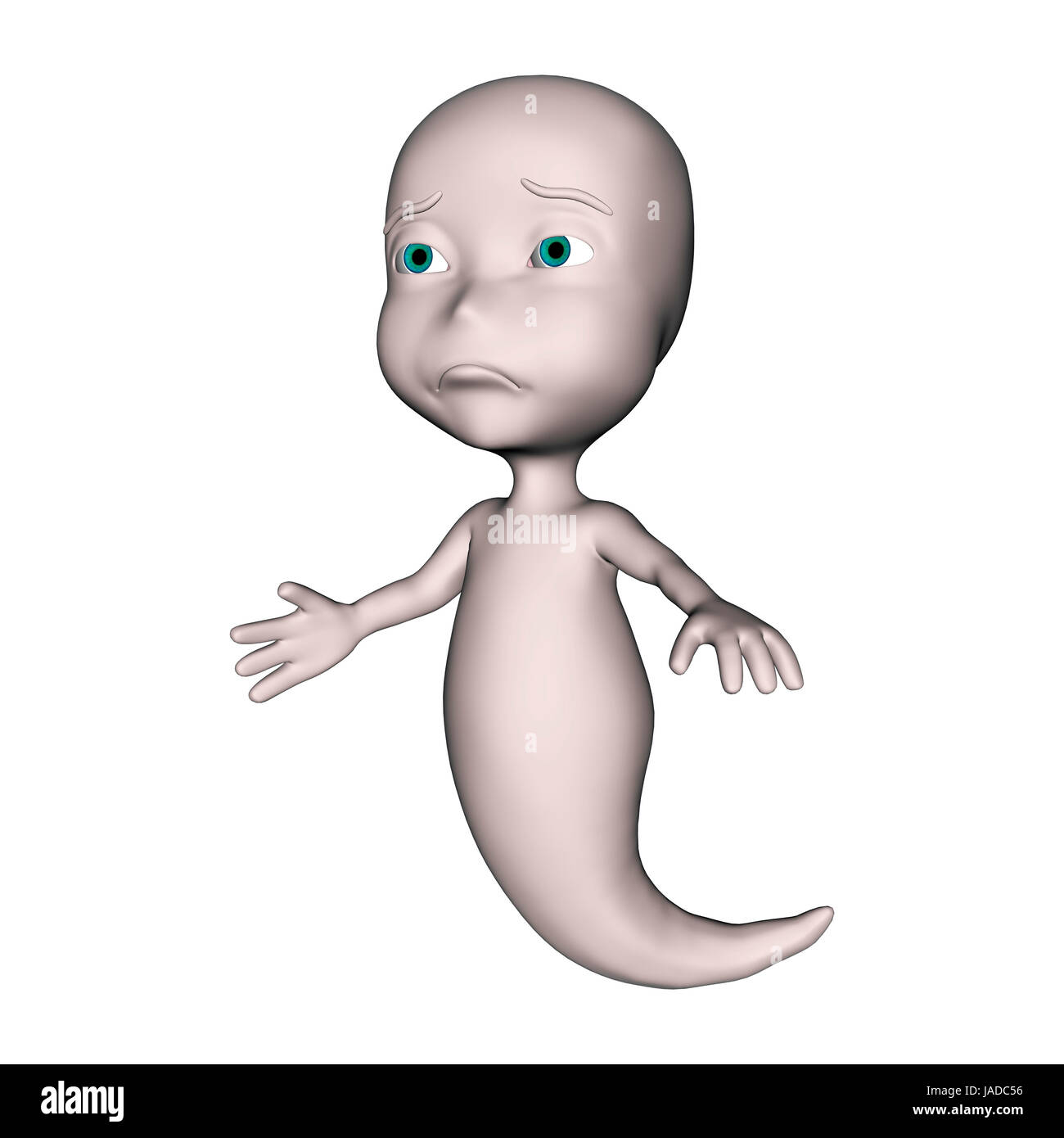 3D digital render of a little cute sad ghost isolated on white ...