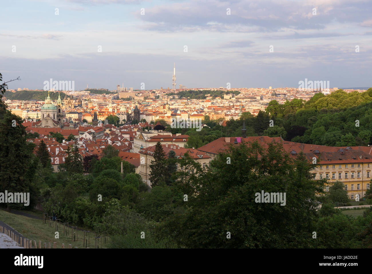 The old town and new town of Prague as viewed from Úvoz, Malá Strana, Prague, Czech Republic Stock Photo