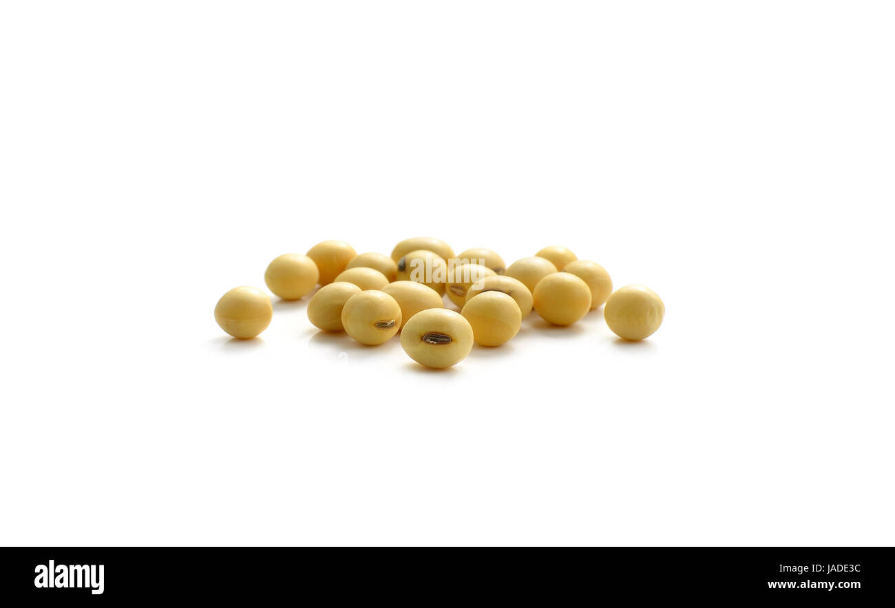soy beans on white background. Stock Photo