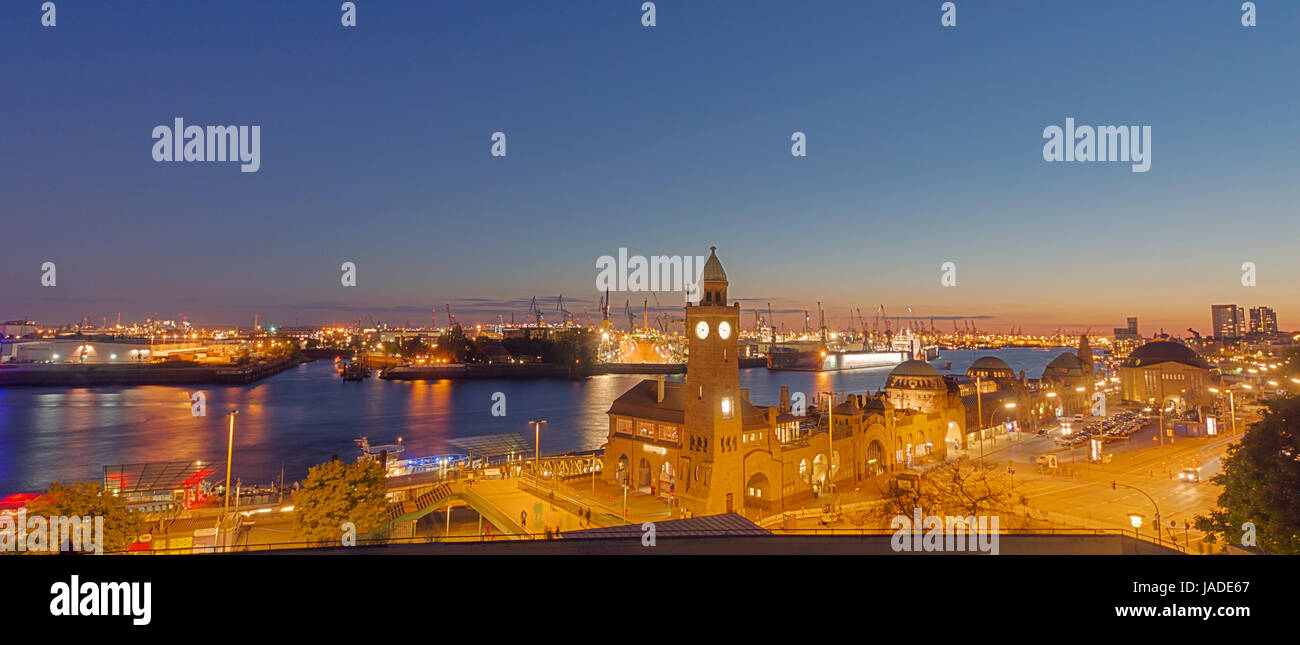 panorama of hamburg harbor Stock Photo