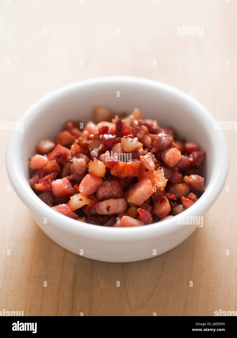 close up of a bowk of bacon bits Stock Photo