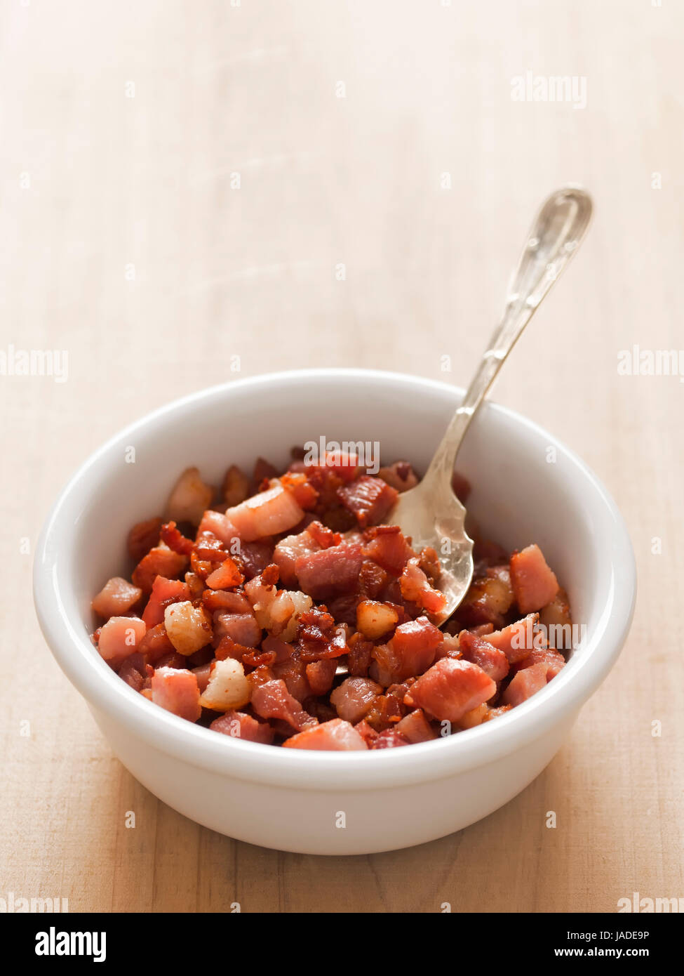 close up of a bowl of bacon bits Stock Photo