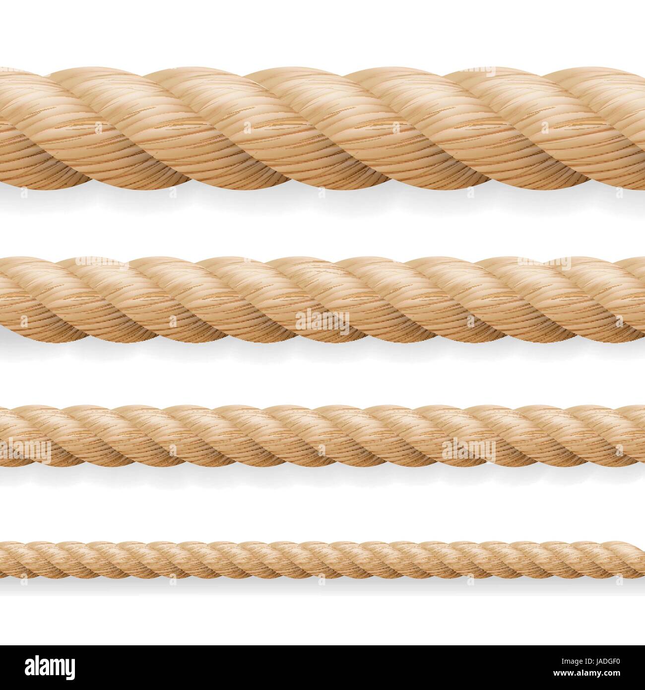 Realistic Rope Vector. Different Thickness Rope Set Isolated On White  Background. Illustration Of Twisted Nautical Thick Lines Stock Vector Image  & Art - Alamy