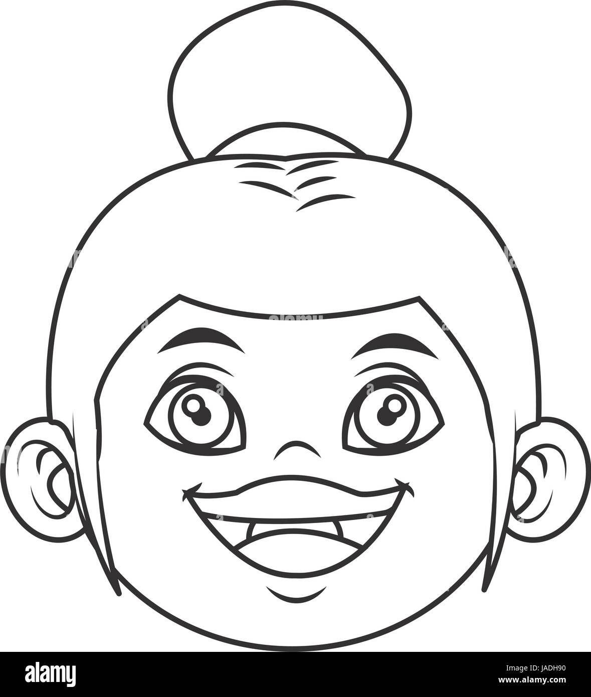 cute cartoon girl laugh face expression vector illustration Stock Vector