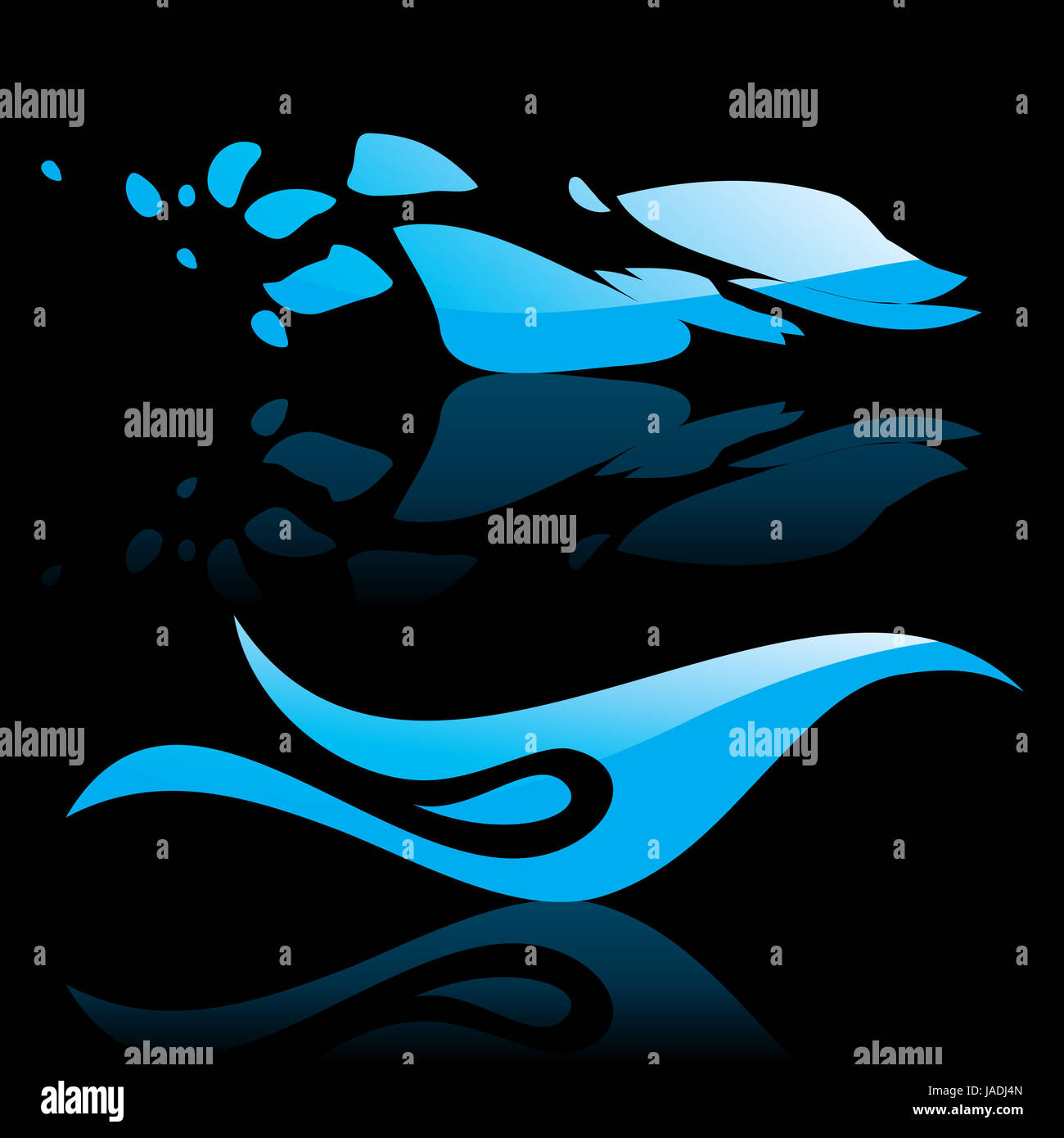 Vector illustration of abstract blue waves on black background #11 ...