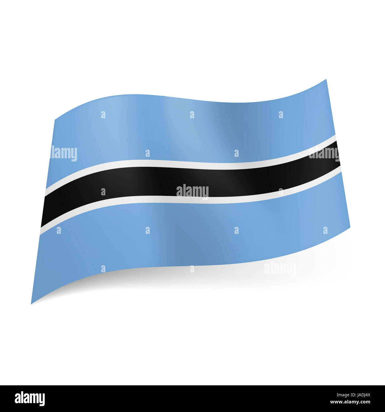 National flag of Botswana white outlined horizontal black stripe in center of blue background Stock Photo Alamy