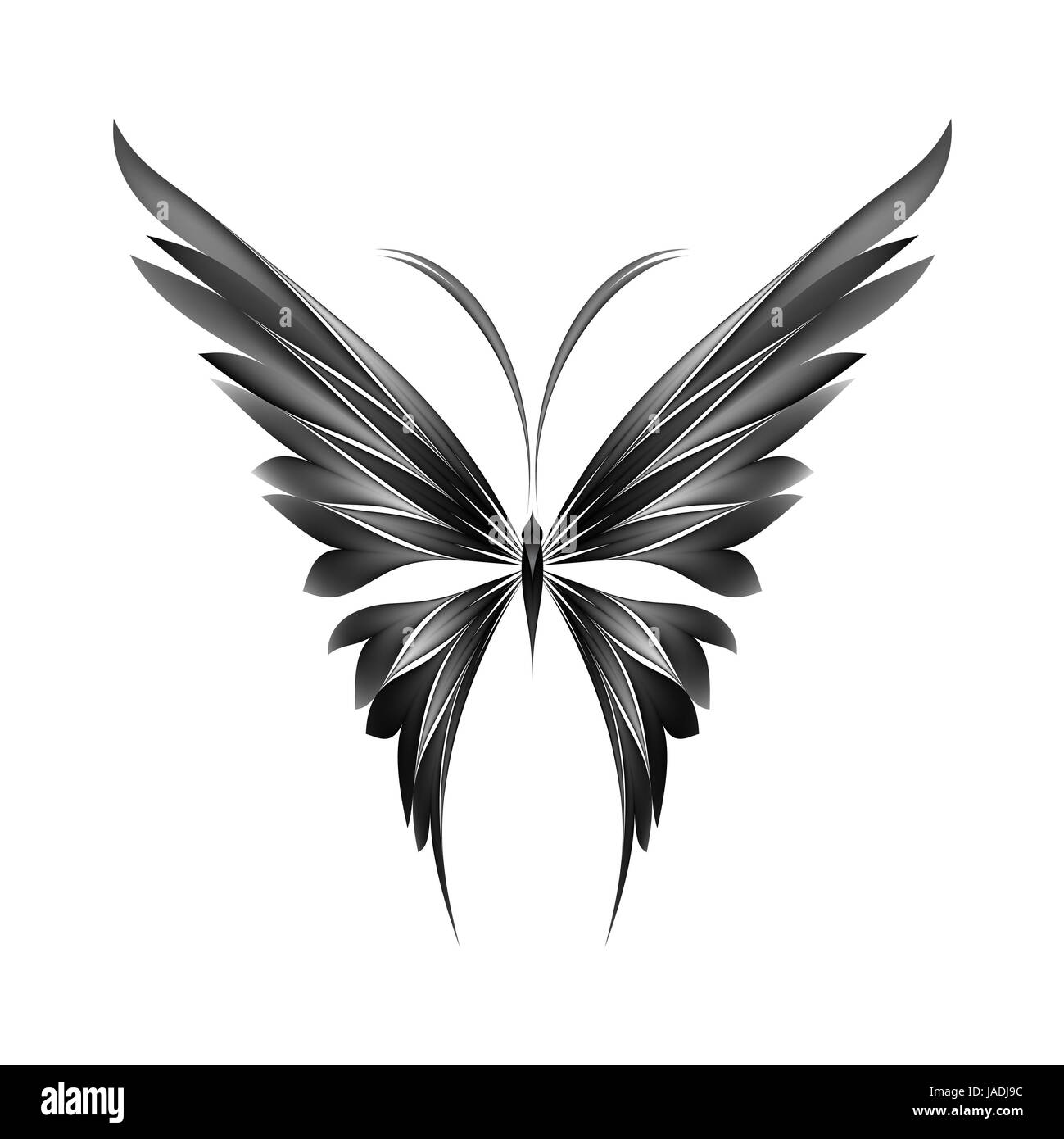 Vector black & white illustration of icon simply butterfly Stock Photo ...