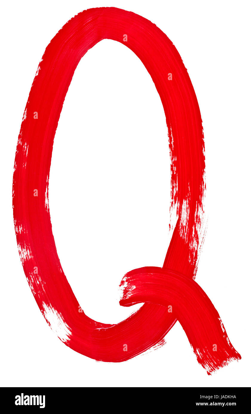 capital letter q hand painted by red brush on white background Stock Photo