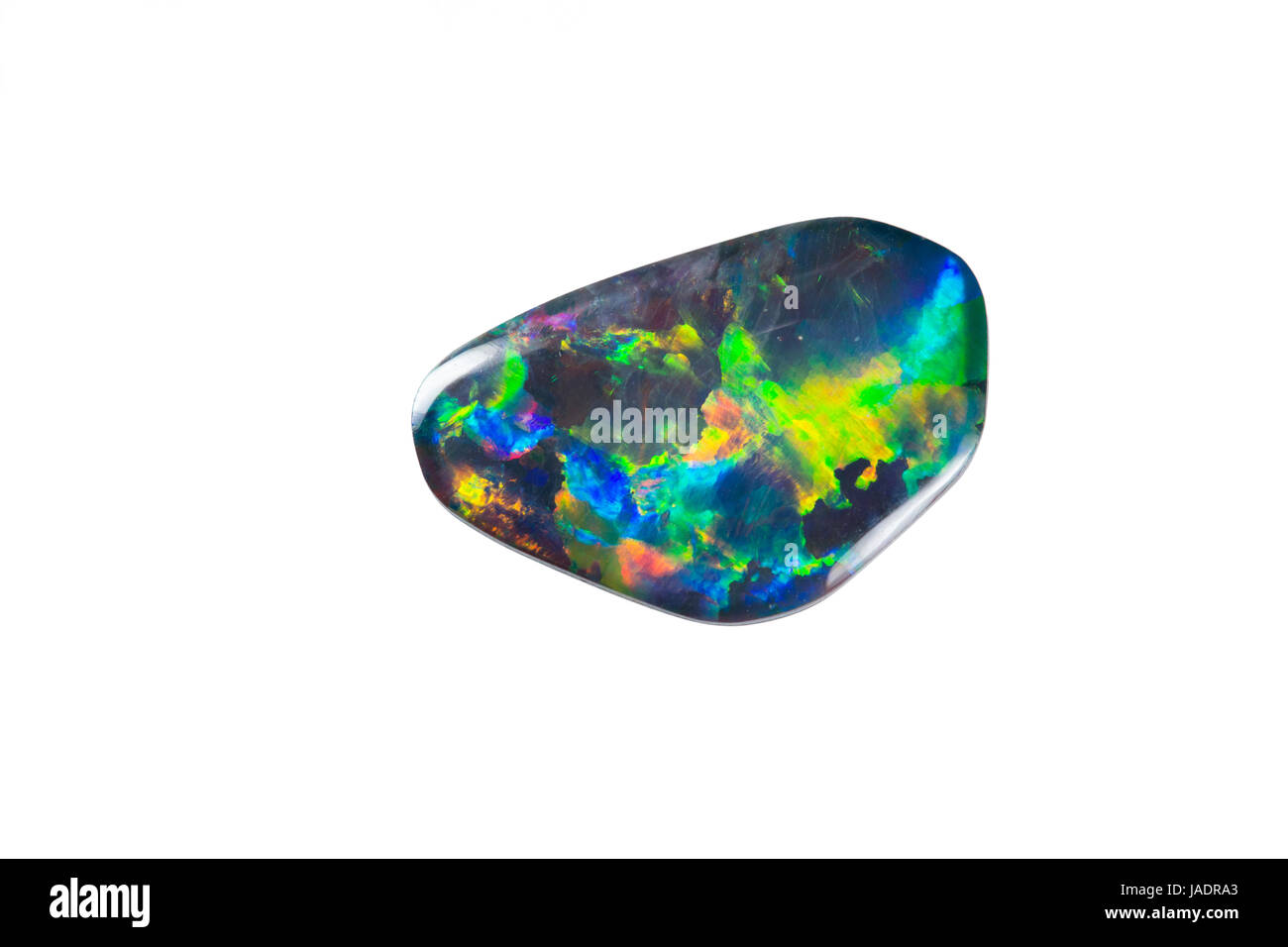 Ein freigestellter Opal mit komplettem Farbspektrum Stock Photo