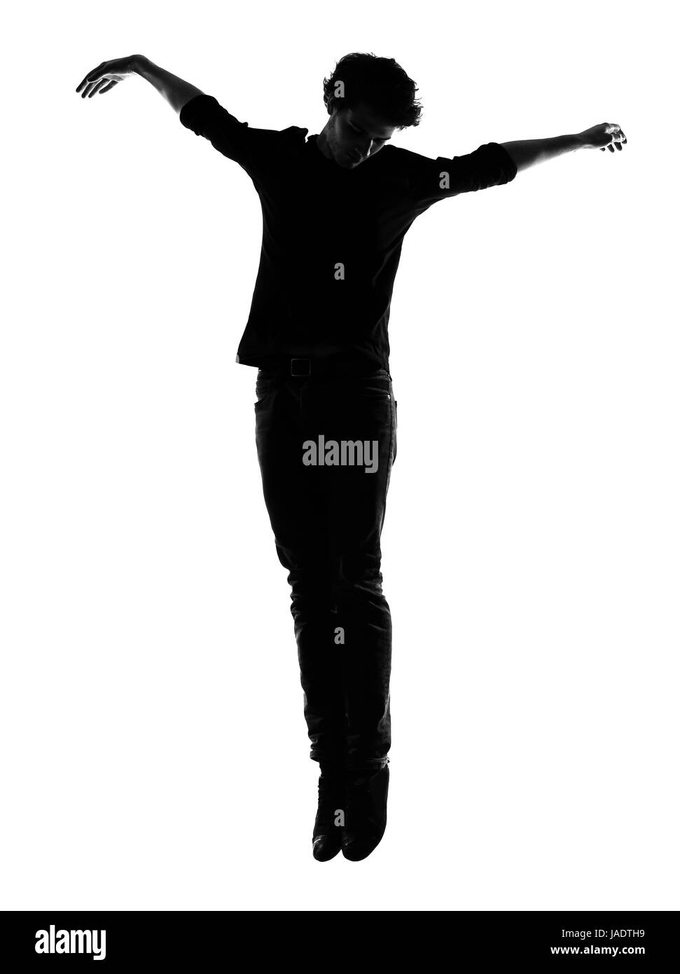 young man silhouette in studio isolated on white background Stock Photo ...