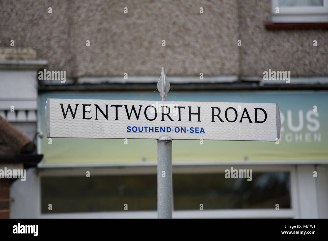 Wentworth Road, Southend on Sea, Essex. Road sign with space for copy