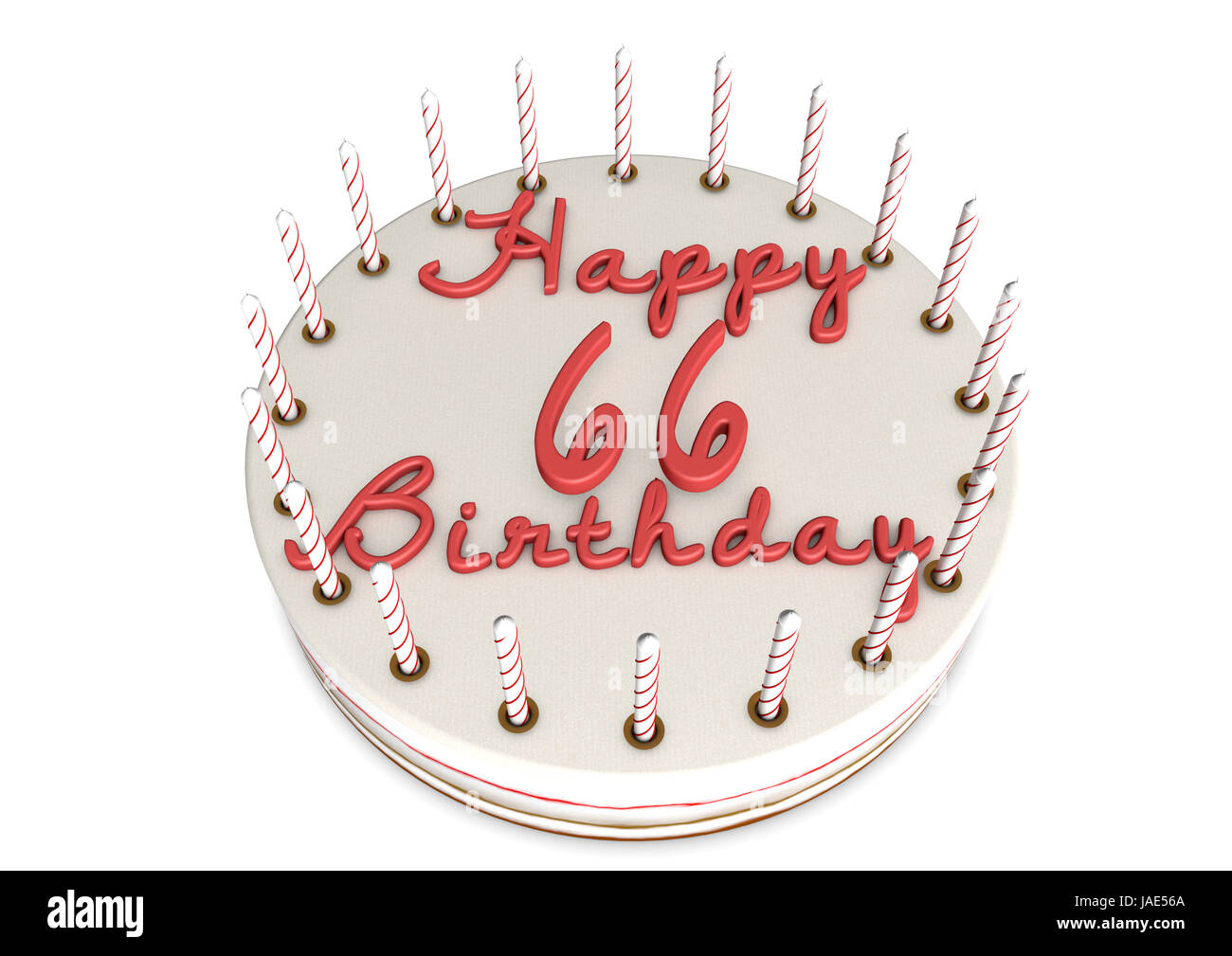 cream pie with Happy Birthsday and the age Stock Photo
