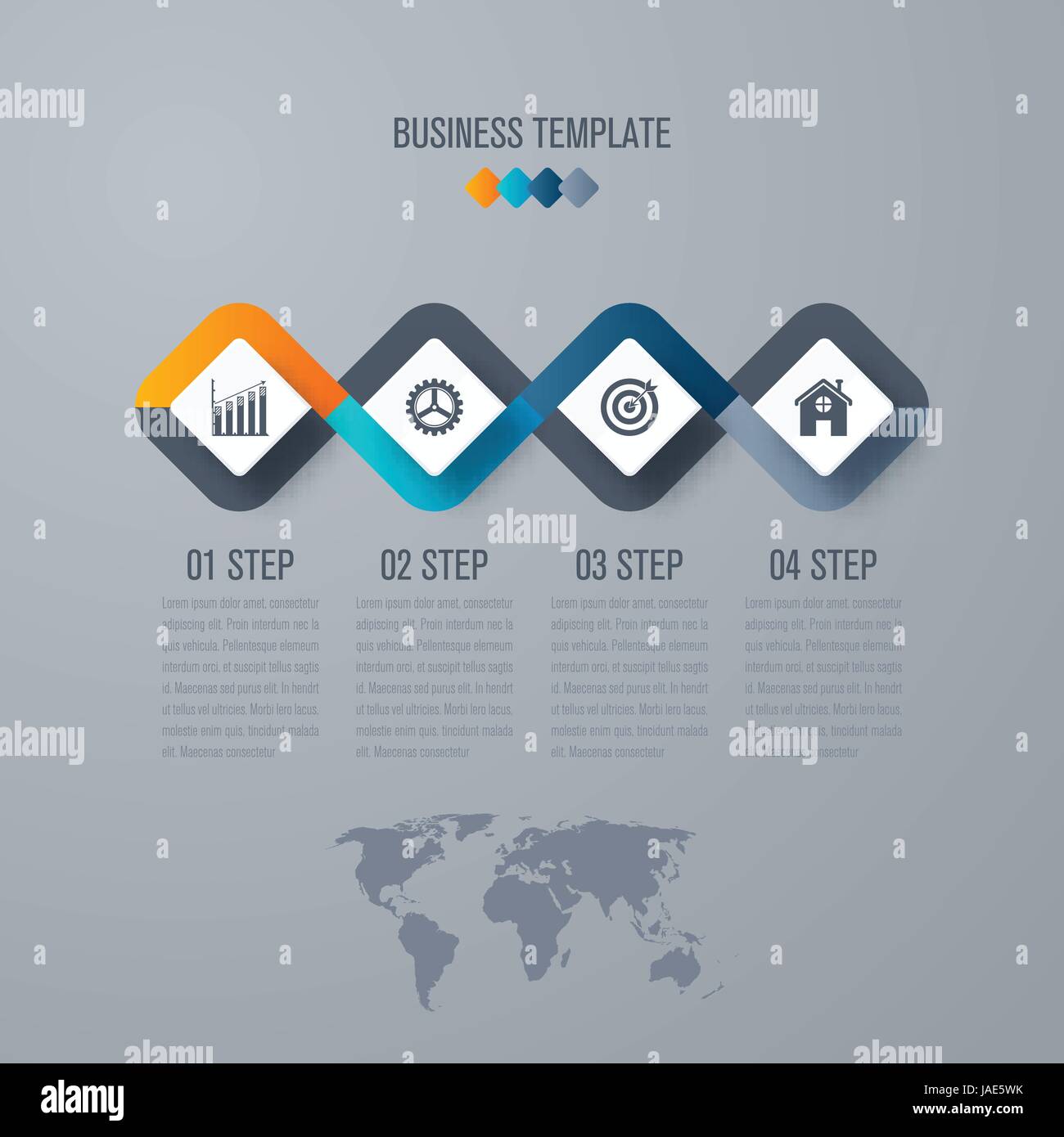Business infographics template 4 steps with square. Can be used for ...