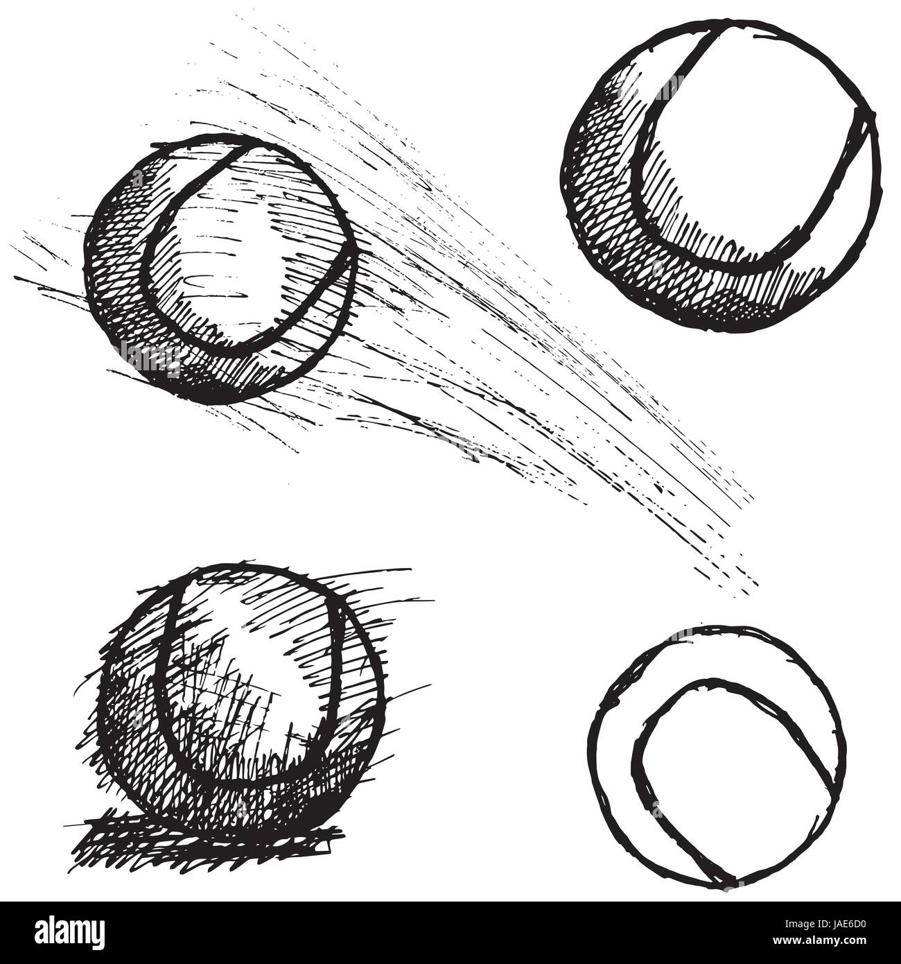 Tennis ball sketch set isolated on white background Stock Vector Image