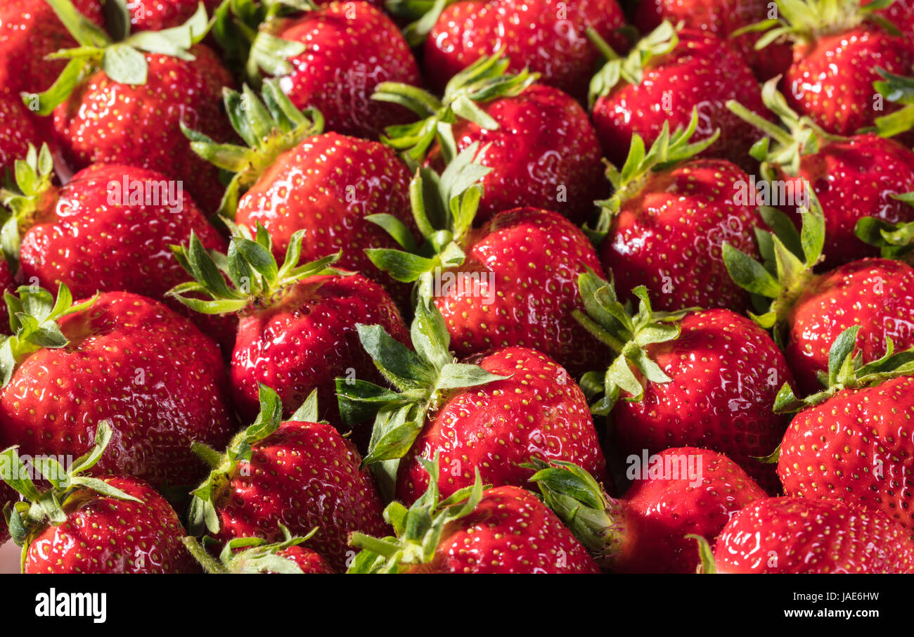 Berry background from a fresh strawberry texture closeup Stock Photo ...