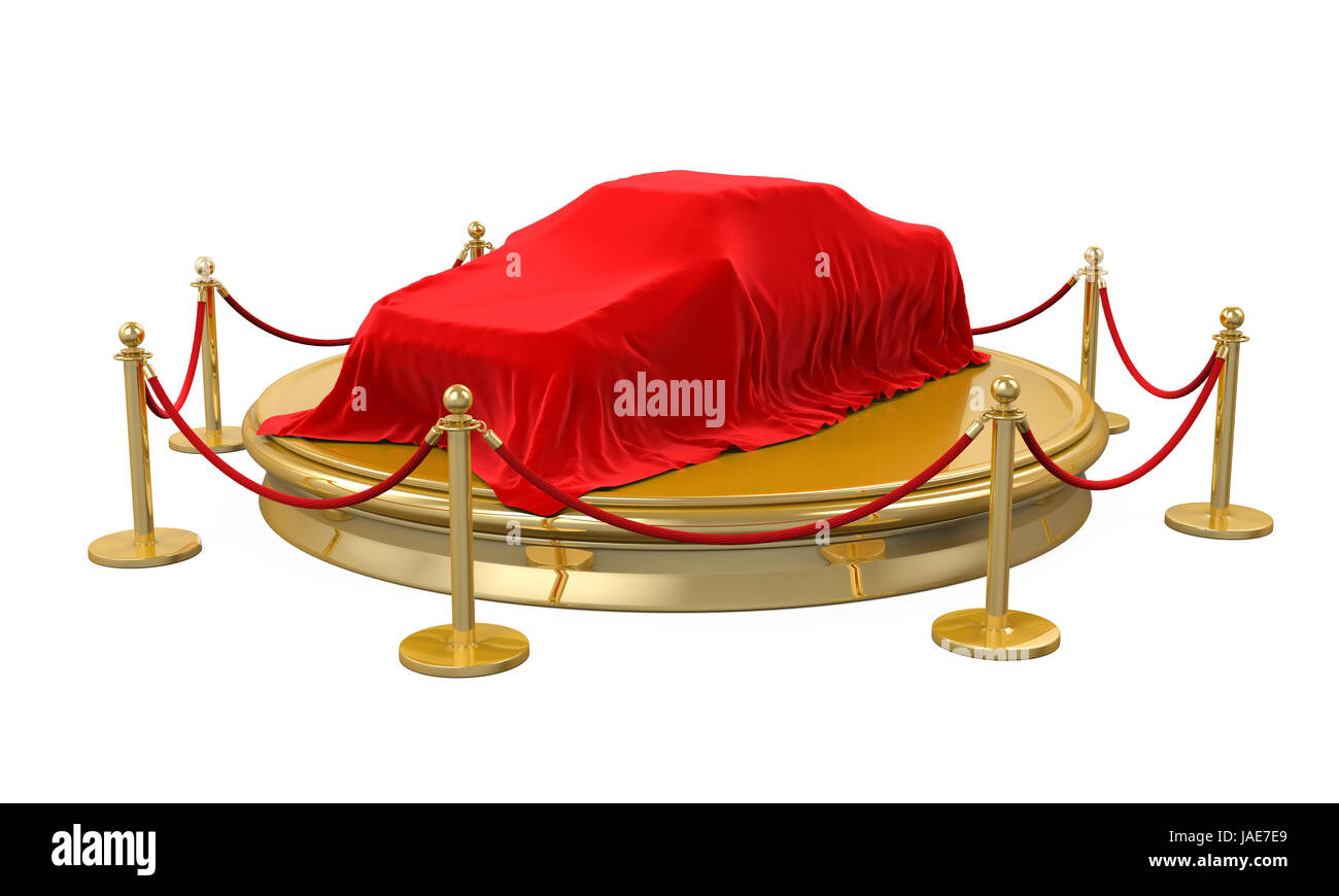 Presentation of the New Car on Stage with Barrier Rope Stock Photo - Alamy