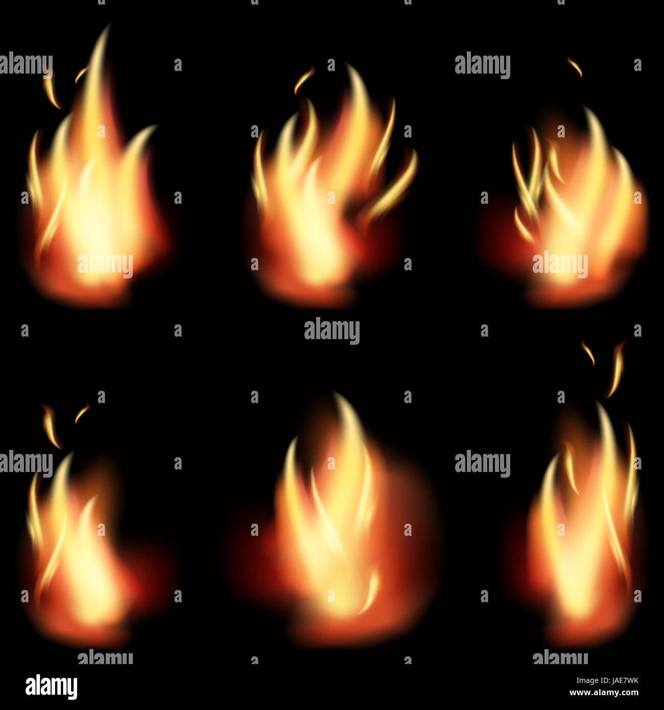 fire flame set on black background Stock Vector Image & Art - Alamy