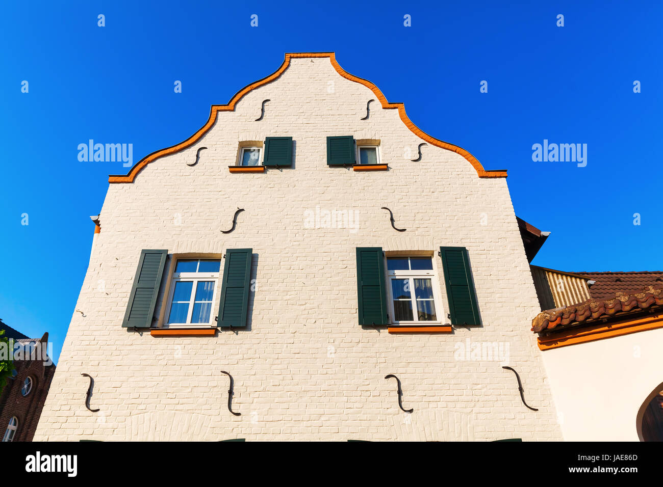 gable of a historical building in Bedburg Alt-Kaster, Germany Stock ...